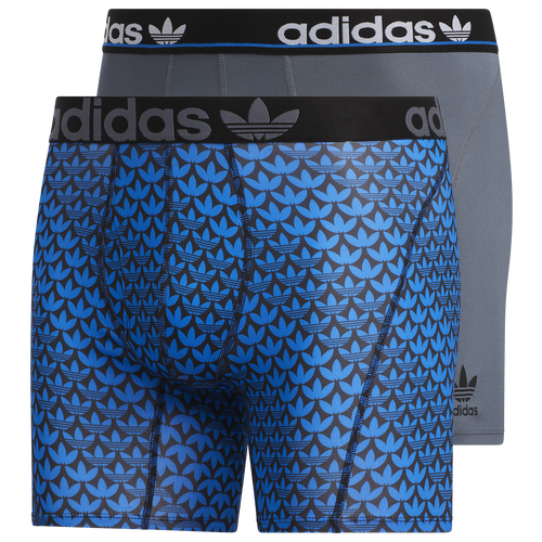 Shop Adidas Originals Mens  Trefoil 2 Pack Underwear In Grey/blue/black