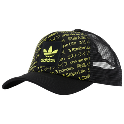 Men's - adidas Originals OG Recoded 3 Stripe Life Trucker Hat - Black/Yellow