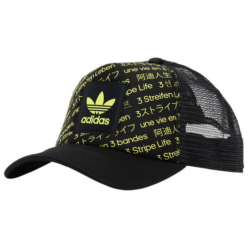 

adidas Originals adidas Originals OG Recoded 3 Stripe Life Trucker Hat - Mens Black/Yellow Size One Size