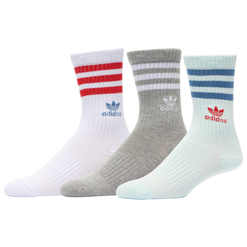 

adidas Originals Boys adidas Originals Originals 3 Pack Crew Socks - Boys' Grade School Blue/Grey/White Size L