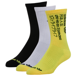 Men's - adidas Originals 3-Pack Roller Crew - Black/Yellow