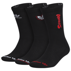 Men's - adidas Originals Street 3 Pack Crew Socks - Black/Red