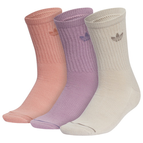 Adidas Originals Womens  Icon Color 3pk Crew Socks In Beige/wonder Orchid/wonder Clay
