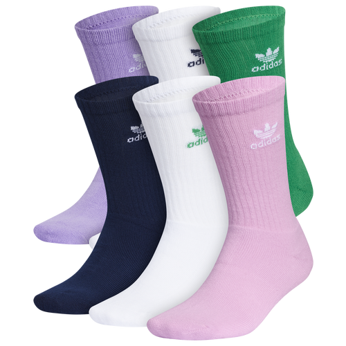 Adidas Originals Mens  Trefoil 6 Pack Crew Socks In Purple/green/white