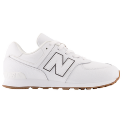 Boys' Grade School - New Balance 574 Classic - White/White/Gum