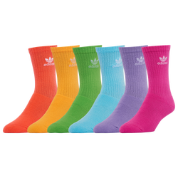 Men's - adidas Originals Brights 6 Pack Medium Crew Socks - Light Aqua/Bright Red/Fuchsia
