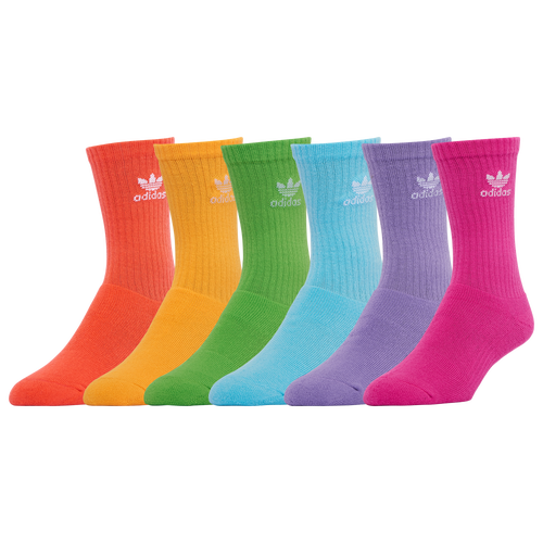 MENS - adidas Originals Brights 6 Pack Medium Crew Socks - Light Aqua/Bright Red Fuchsia