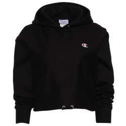 Women's - Champion Reverse Weave Cinch Cropped Hoodie - Black/White