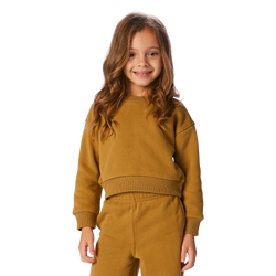 Girls' Grade School - Cozi Cropped Dolman Crew Top - Tan/Tan