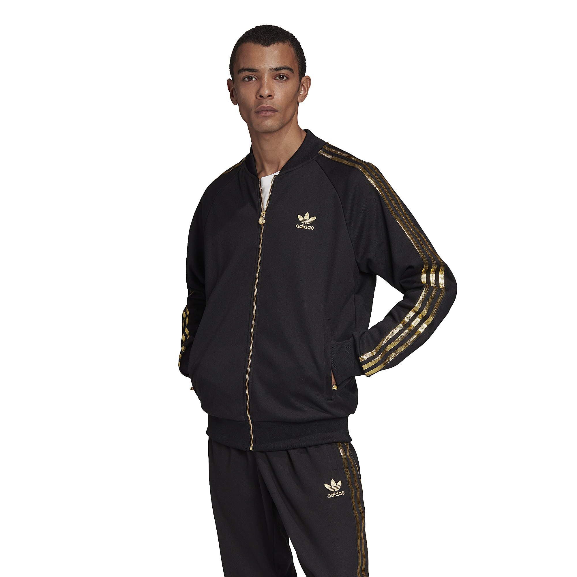 black and gold adidas sweatsuit