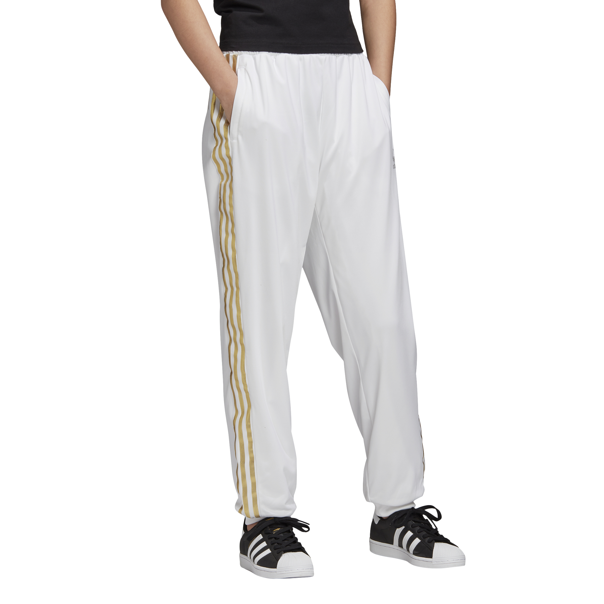 adidas track pants gold stripes