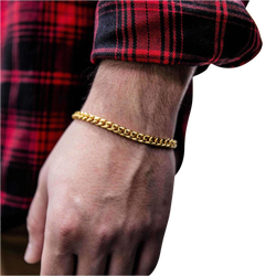 Men's - GLD 8" 5MM 18K Miami Cuban Bracelet - Gold