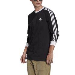 Men's - adidas Originals 3 Stripe Longsleeve T-Shirt - Black