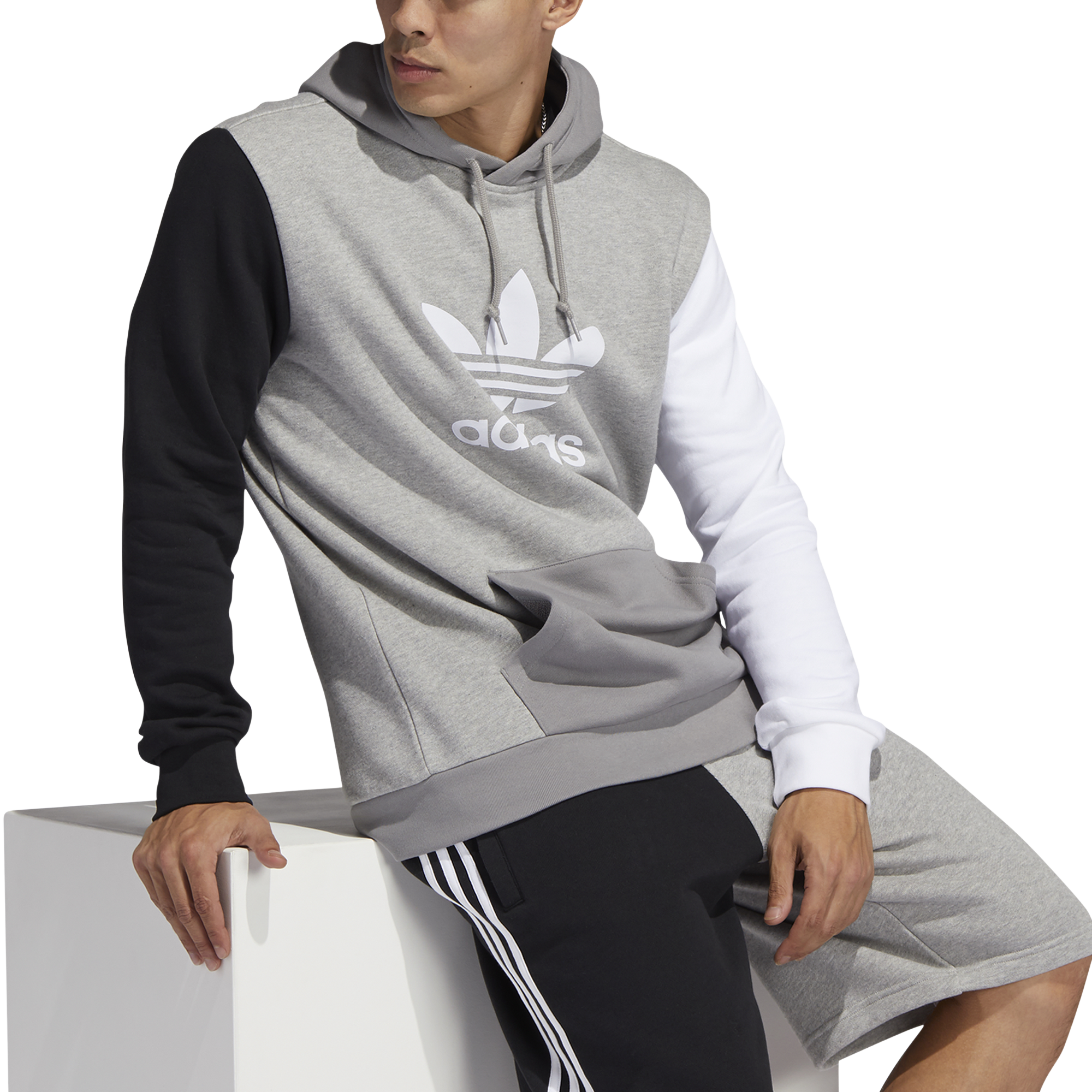 white trefoil hoodie