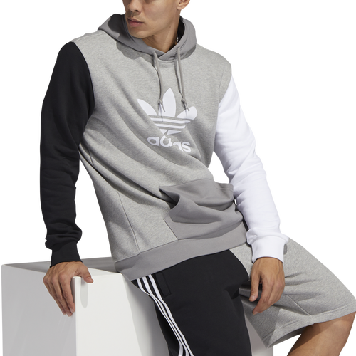 Adidas Originals Bl Trefoil Colorblock Hoodie In Gray Heather