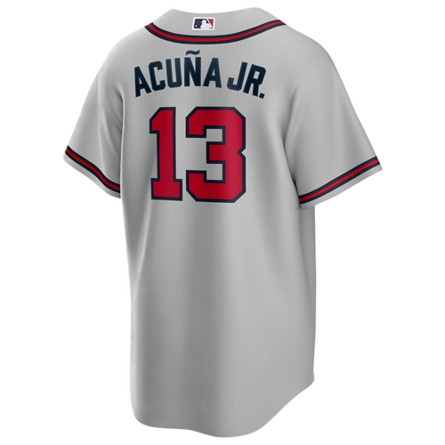 

Nike Mens Ronald Acuna Jr Nike Braves Replica Player Jersey - Mens Gray/Gray Size S