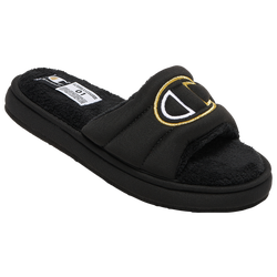 Girls' Preschool - Champion Plush Slides - Black/White/Gold