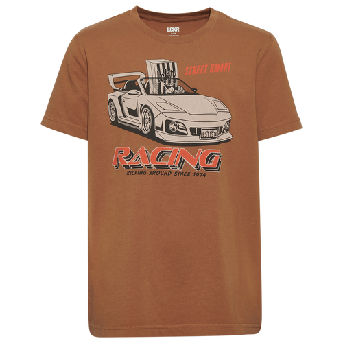 Lckr Boys   Striper Racer Graphic T-shirt In Brown