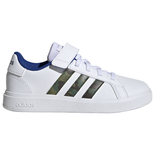 

adidas Boys adidas Grand Court Elastic Laced and Top Strap - Boys' Preschool Shoes Ftwr White/Green Oxide/Team Royal Blue Size 02.5