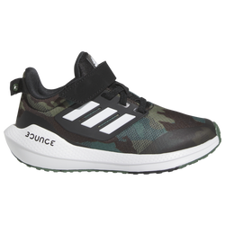 Boys' Preschool - adidas EQ21 Run Elastic Laced Running Shoes - Black/White/Green Oxide