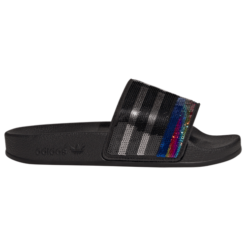 GIRLS - adidas Originals Adilette Slides - Black/Silver
