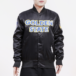 Men's - Pro Standard Warriors Satin Jacket - Black/Black