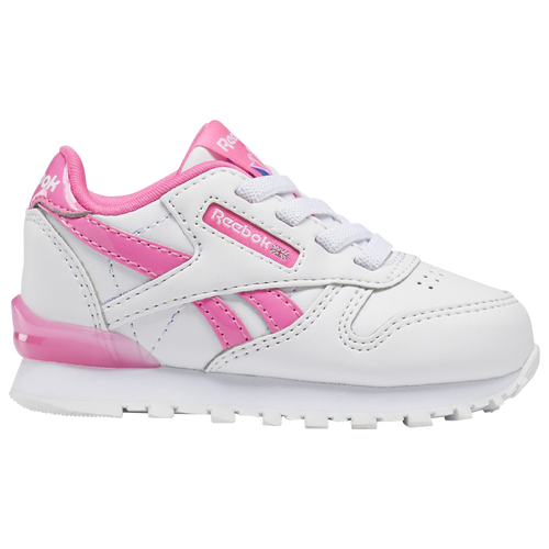 

Reebok Girls Reebok Classic Leather - Girls' Toddler Shoes White/Pink Size 05.0