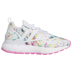 Boys' Grade School - adidas Originals ZX 2K Boost - White/Screaming Pink/Acid Green