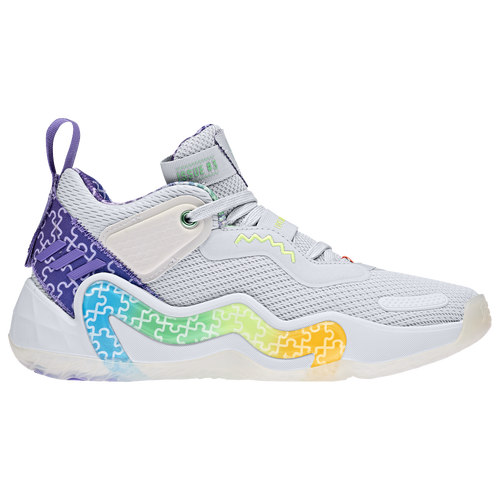 

adidas Boys adidas D.O.N. Issue 3 - Boys' Grade School Basketball Shoes Clear Grey/Purple Rush/Semi Screaming Green Size 07.0