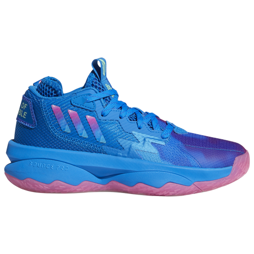 

Boys adidas adidas Dame 8 - Boys' Grade School Basketball Shoe Blue/Green/Pink Size 05.5