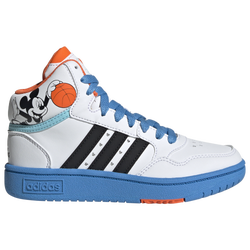 Boys' Grade School - adidas Hoops Mid 3.0 - White/Black/Pulse Blue