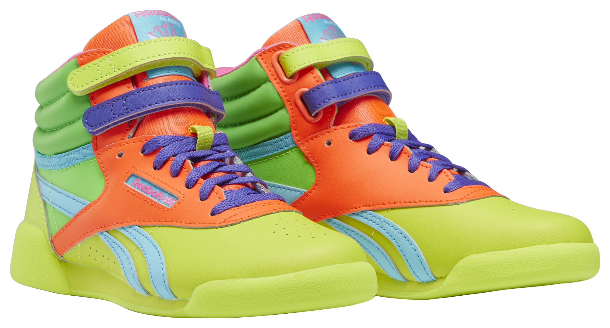 Neon reebok freestyle sales hi