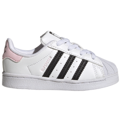 Girls' Toddler - adidas Superstar Elastic Laced - White/Black/Clear Pink