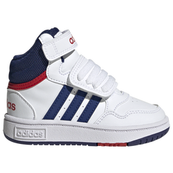 Boys' Toddler - adidas Hoops Mid - White/Red/Navy