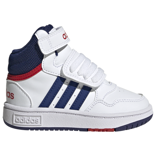 

Boys adidas adidas Hoops Mid - Boys' Toddler Shoe White/Navy/Red Size 10.0