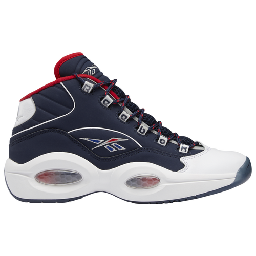 

Reebok Mens Reebok Question Mid - Mens Basketball Shoes Navy/White/Red Size 08.0