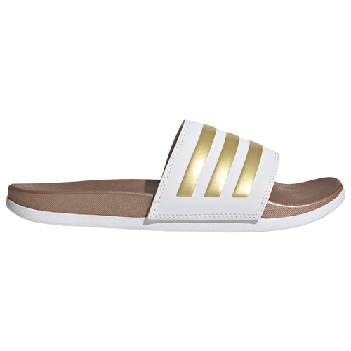 

adidas Womens adidas Adilette Comfort Slides - Womens Shoes White/White/Matte Gold Size 5.0