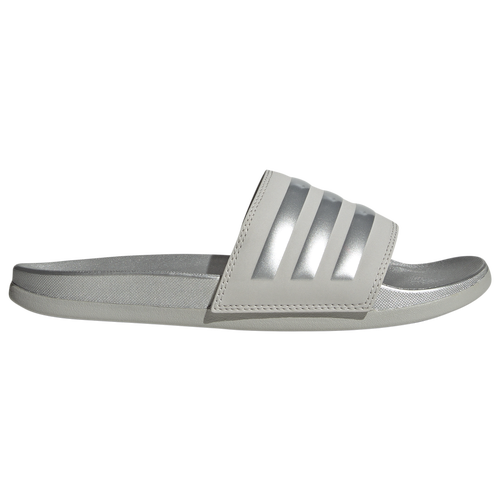 Shop Adidas Originals Womens Adidas Adilette Comfort Slides In Grey/silver Metallic/grey