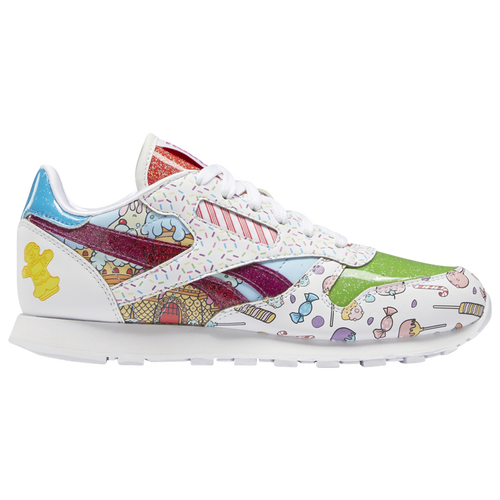 Reebok Classic Leather - Boys' Grade School Running Shoes - White / Aubergine / Super Green - H05079