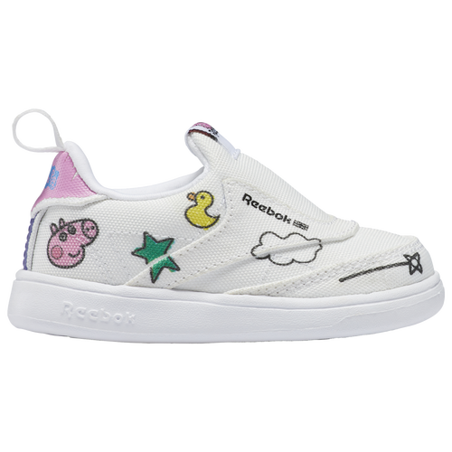 

Reebok Girls Reebok Club C Slip-On IV - Girls' Toddler Running Shoes White/Multi Size 4.0