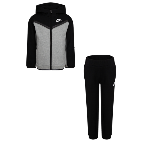 Nike Sportswear Tech Fleece Hoodie and Pants Set Toddler Little Kids Dark Grey Heather Black 4 Little Kid