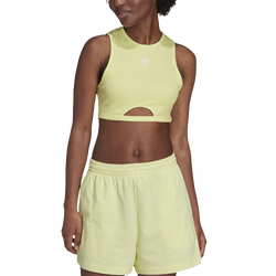 Womens - adidas Originals Ribbed Tank - Yellow/White