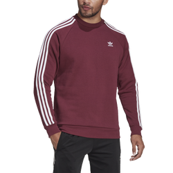 Men's - adidas 3-Stripes Crew - Red/Red
