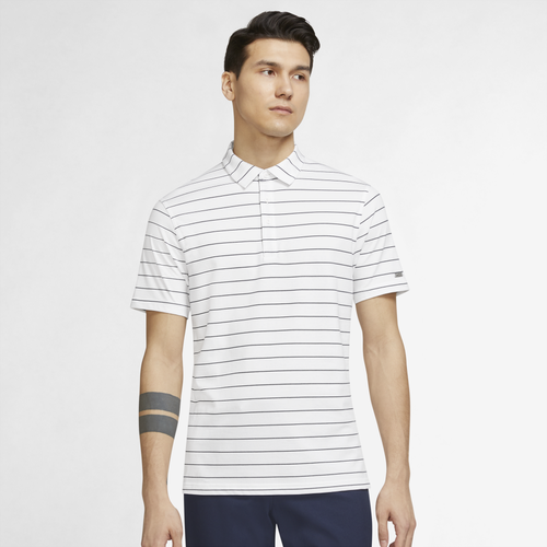 

Nike Mens Nike Player Striped Golf Polo - Mens White/Brushed Silver Size L