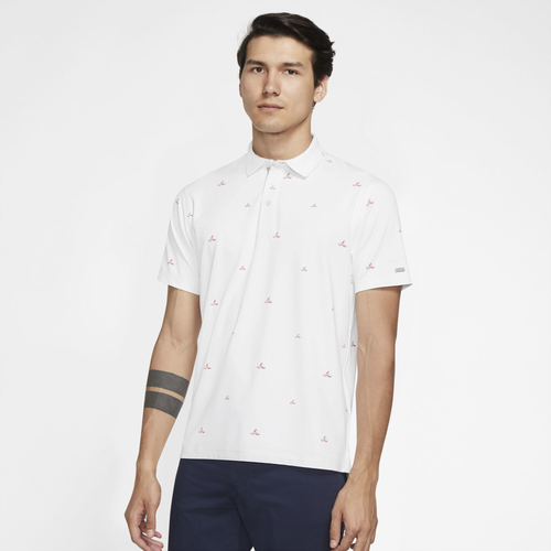 

Nike Mens Nike Player Summer Print Golf Polo - Mens White/Brushed Silver Size L