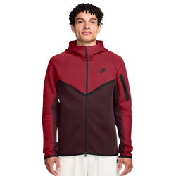 Men's - Nike Tech Fleece Full-Zip Windrunner Hoodie - Tough Red/Black/Burgundy Crush