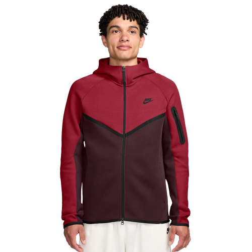 Nike Mens Tech Fleece Full-Zip Windrunner Hoodie - - Tough Red / Black / Burgundy Crush Size XXL