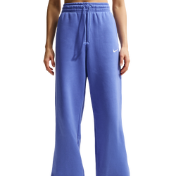 Women's - Nike Phoenix Fleece High Rise Wide Pants - Sail/Lt Medium Blue