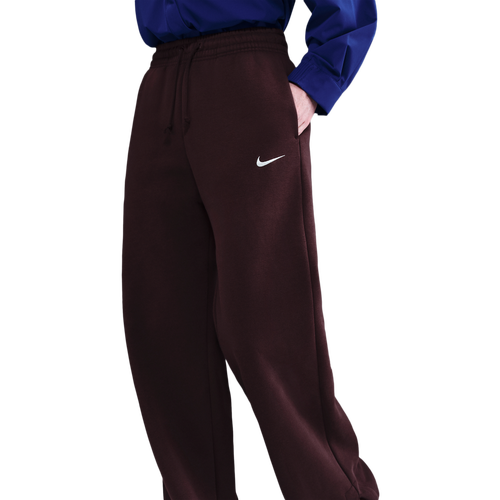 WOMENS - Nike Phoenix Fleece High Rise Wide Pants - Burgundy Crush/Sail