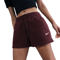 Women's - Nike Phoenix Fleece MR Shorts - Burgundy Crush/Sail